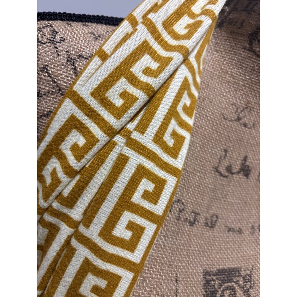 Geometric Yellow & White Infinity Greek Key Scarf Long Soft - Picture 6 of 7